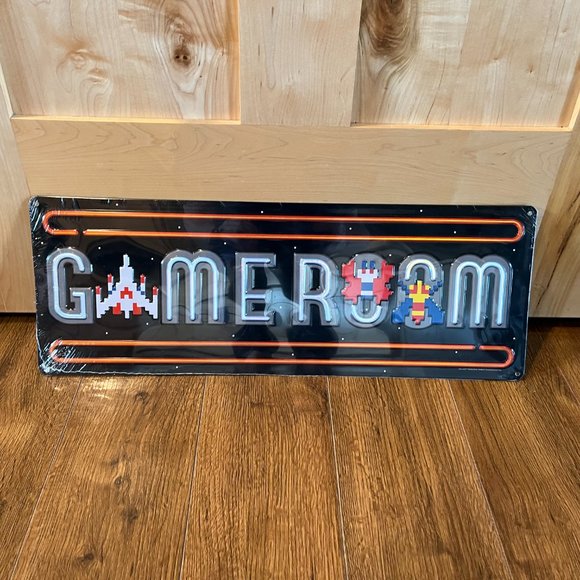 New Set of 2 Large Arcade Pac Man Galaga Metal Wall Art Sign Man Cave Open Road - Picture 3 of 8